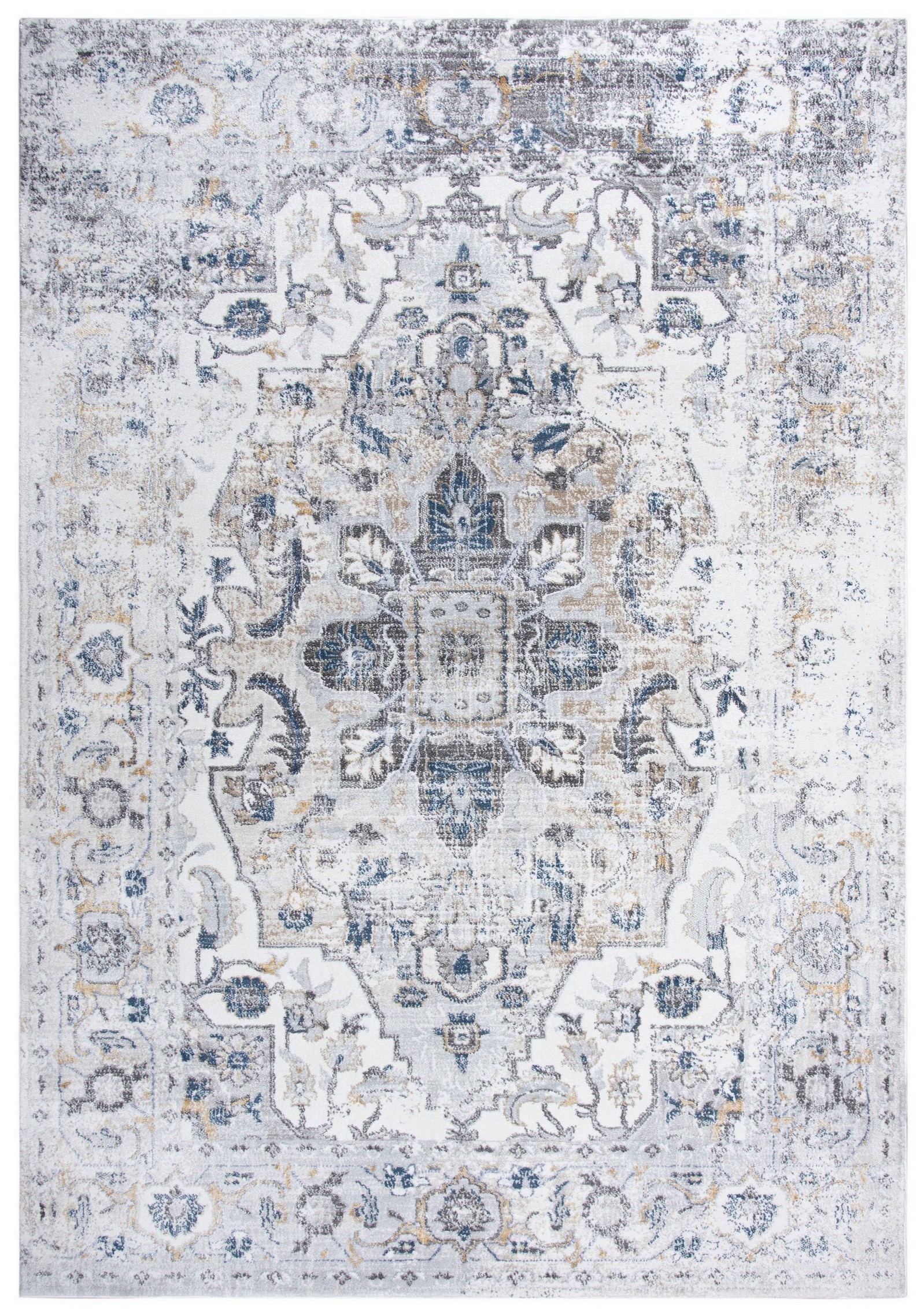 Welcome Rugs -Bristol Rug Distressed Cream Blue
